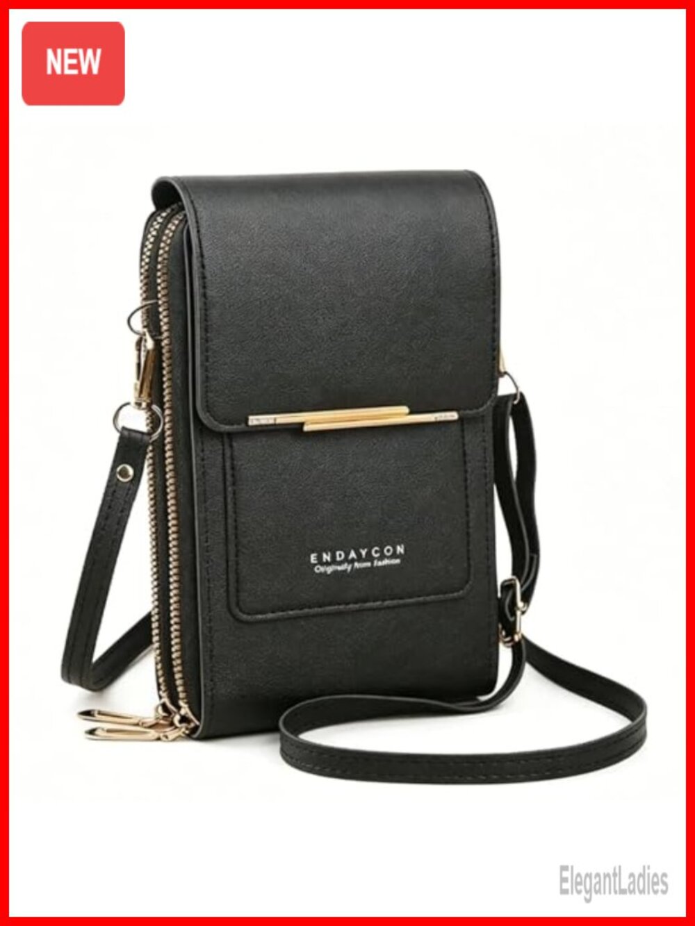 PU Leather Crossbody Phone Bag See-Through Window Card Slots